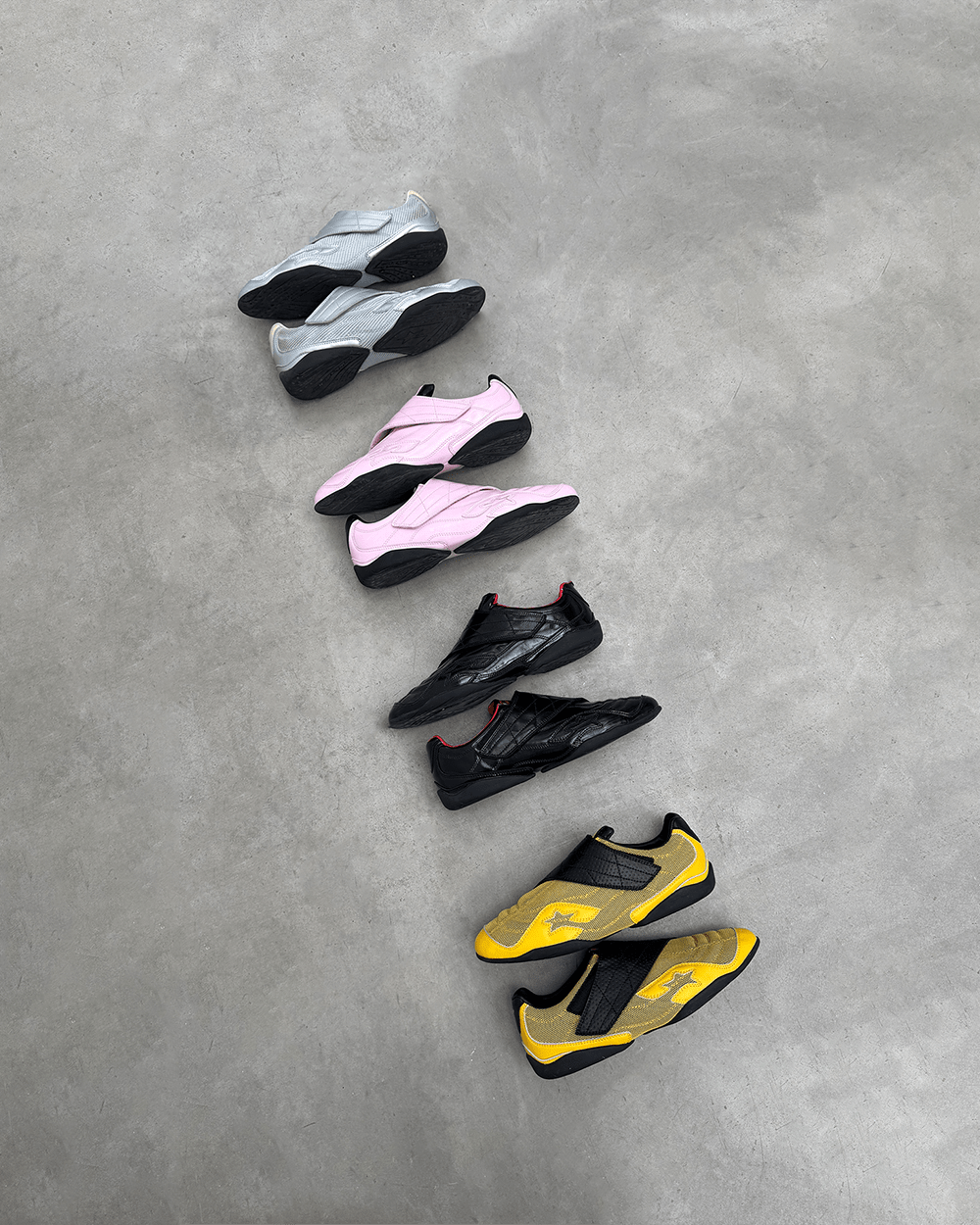 COLD HOOK SNEAKER YELLOW - yellow velcro strap sneakers, flat lay - Cold Culture