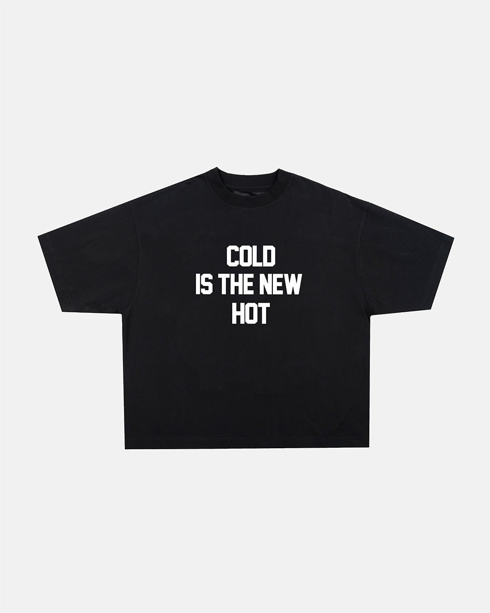 HOT TEE BLACK - black slogan print tee, front view - Cold Culture #packshot