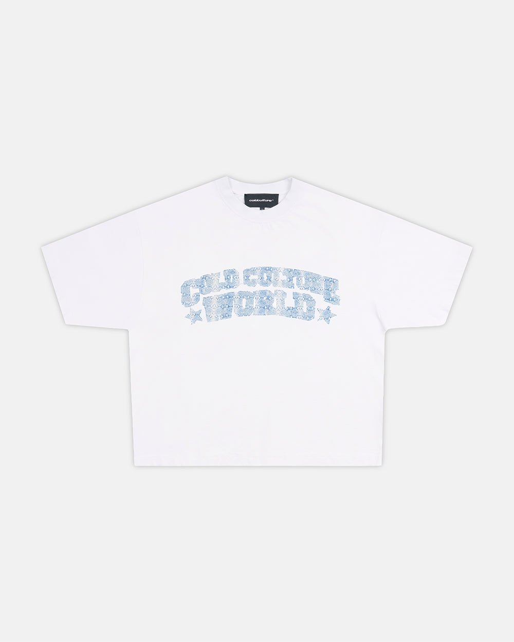 HUNTER TEE WHITE - white graphic print tee, front view - Cold Culture #woman
