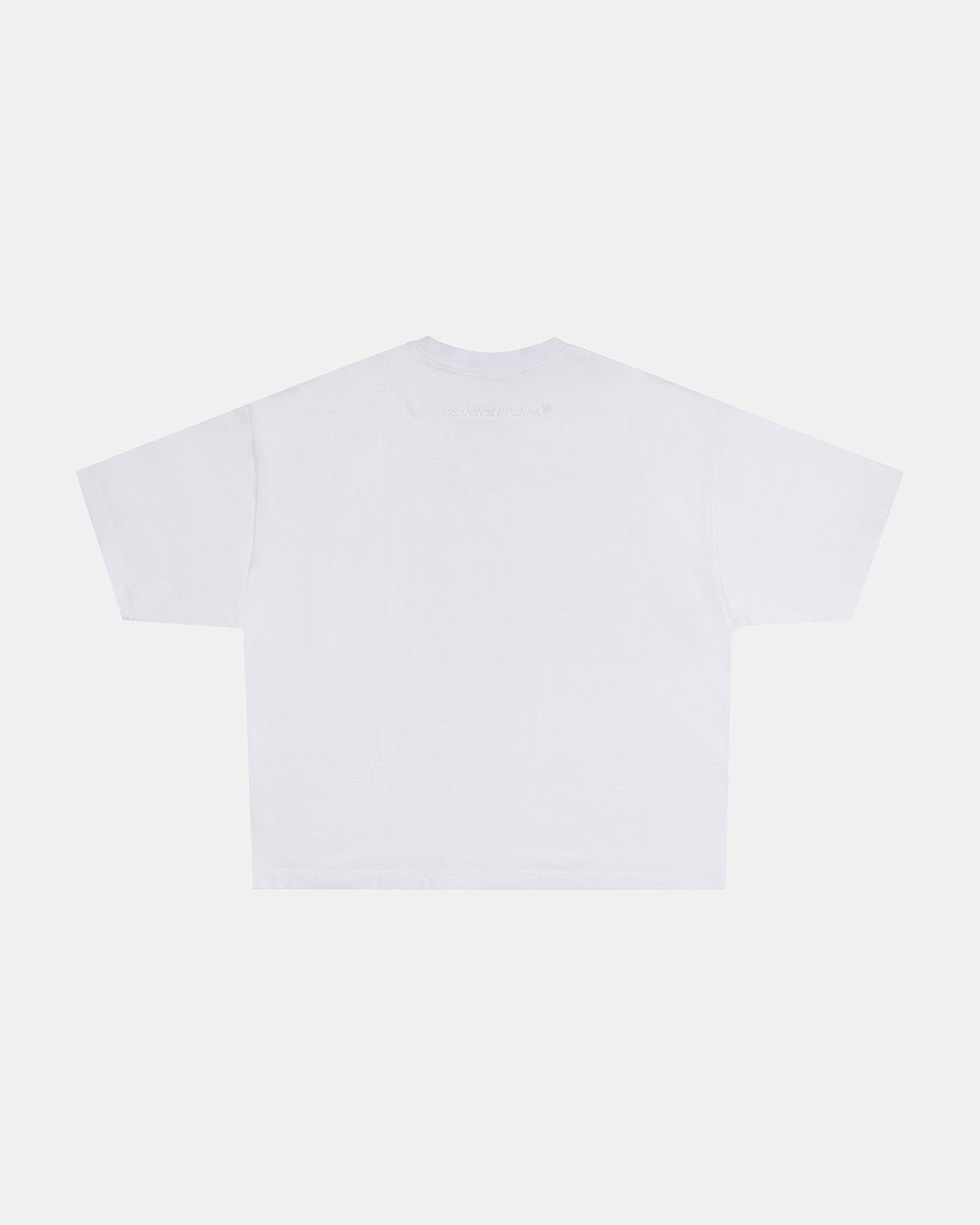 HUNTER TEE WHITE - white graphic print tee, back view - Cold Culture #packshot