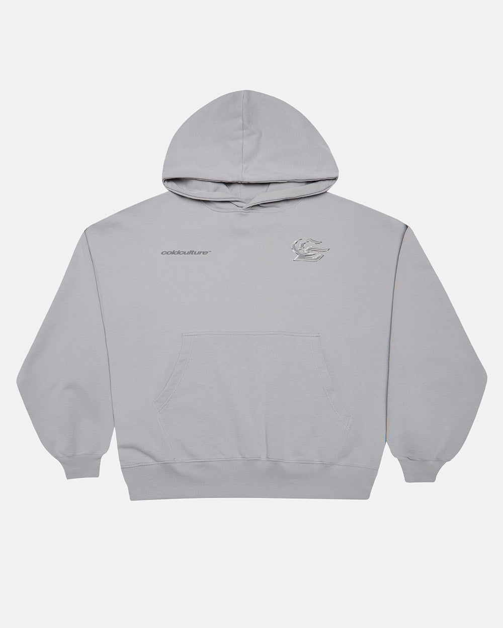 HYPERCHROME HOODIE PEARL GREY - pearl grey graphic print hoodie, front view - Cold Culture #packshot