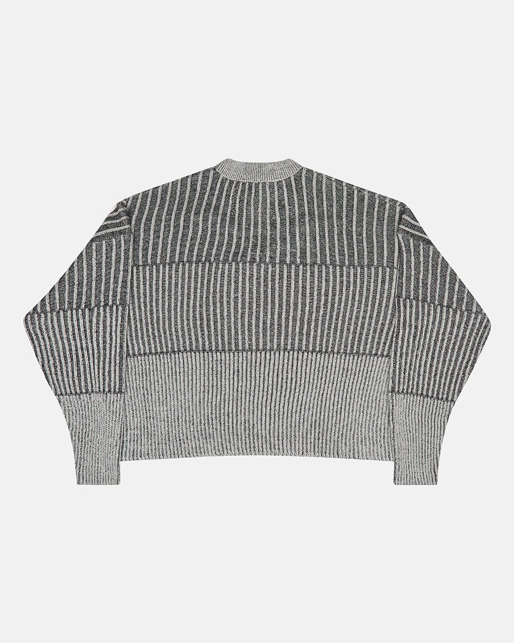 HYPERLINES KNIT BLACK & GREY - black and grey ribbed knit sweater, back view - Cold Culture #packshot