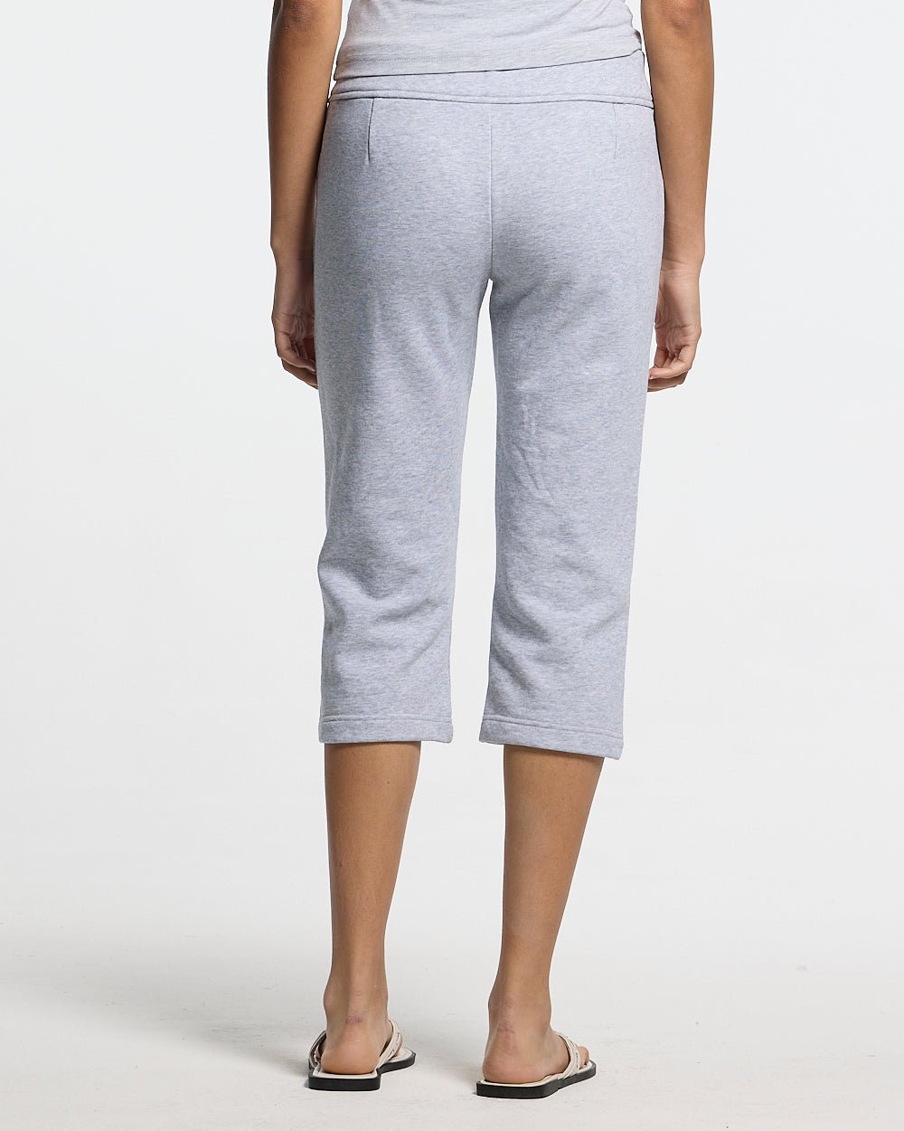 ICON CAPRI HEATHER GREY - heather grey cropped women's pants, back view on female model - Cold Culture #woman
