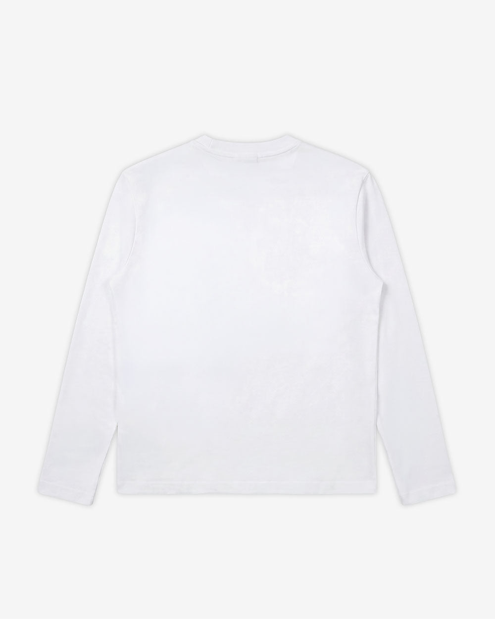 ICON LONGSLEEVE TEE WHITE - white graphic print longsleeve tee, back view - Cold Culture #packshot