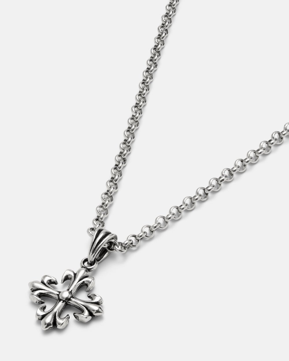 ICON PENDANT SILVER - silver cross pendant necklace, detail close-up - Cold Culture