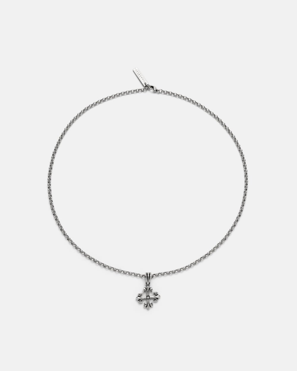 ICON PENDANT SILVER - silver cross pendant necklace, front view - Cold Culture #packshot