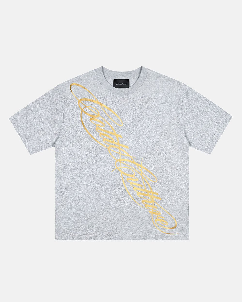 ICON TEE HEATHER GREY - heather grey graphic print tee, front view - Cold Culture #packshot