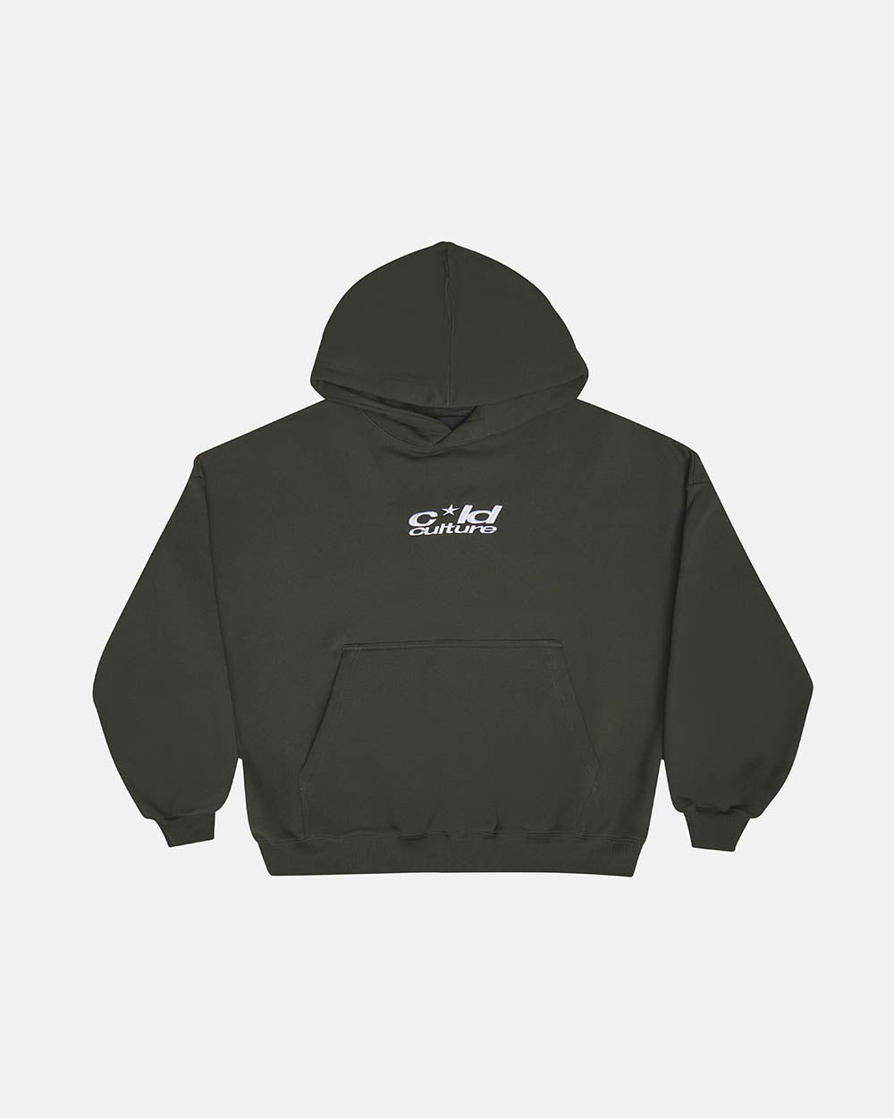 ICONIC COLD HOODIE GREY - dark grey graphic print hoodie, front view - Cold Culture #packshot