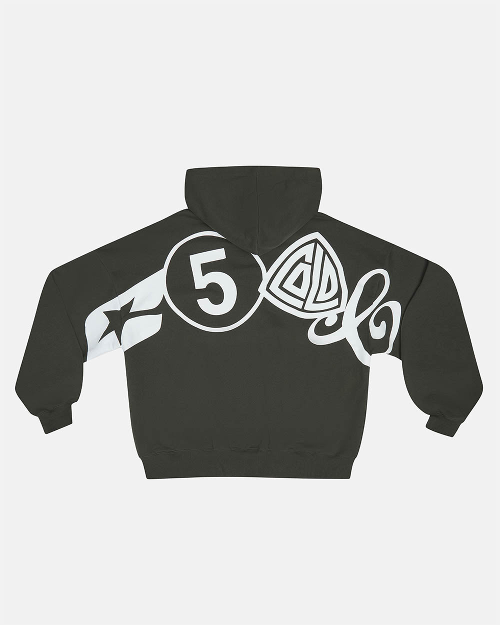 ICONIC COLD HOODIE GREY - dark grey graphic print hoodie, back view - Cold Culture #packshot