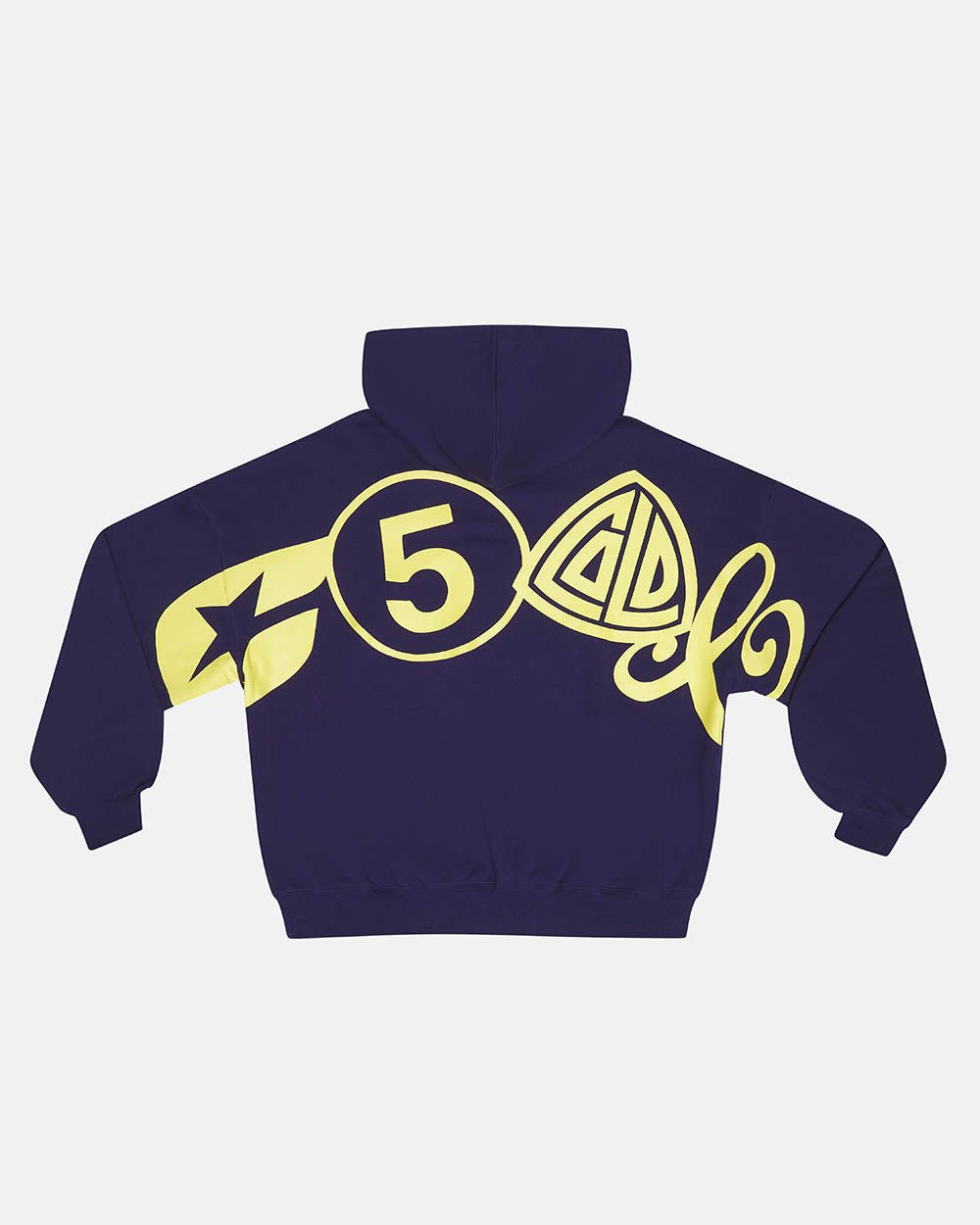 ICONIC COLD HOODIE NAVY BLUE - navy blue graphic print hoodie, back view - Cold Culture #packshot