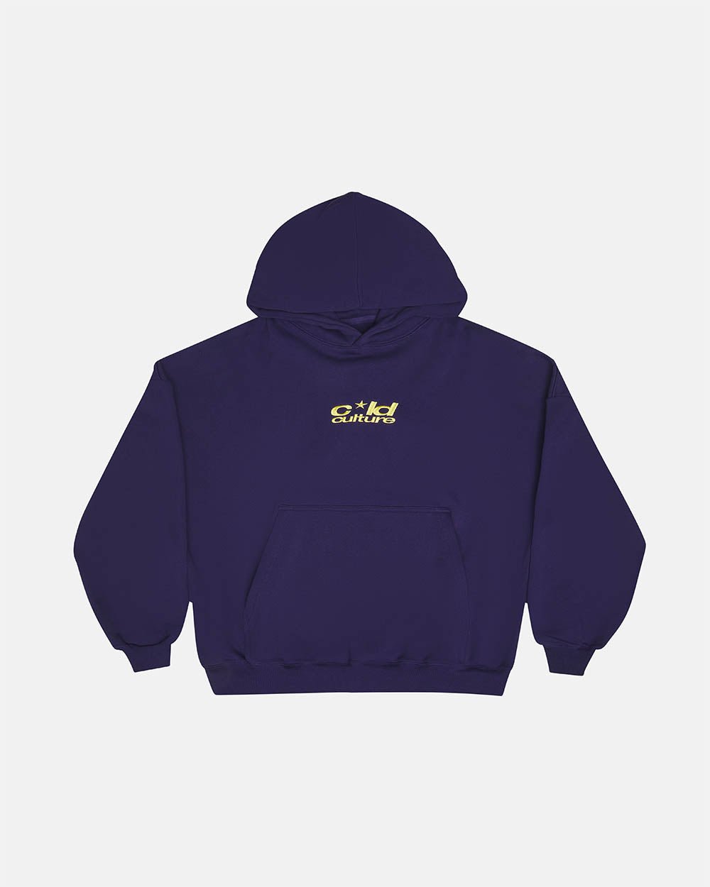 ICONIC COLD HOODIE NAVY BLUE - navy blue graphic print hoodie, front view - Cold Culture #packshot