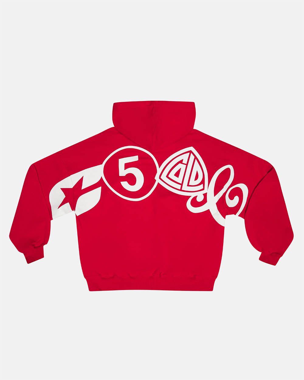 ICONIC COLD HOODIE RED - red graphic print hoodie, back view - Cold Culture #packshot