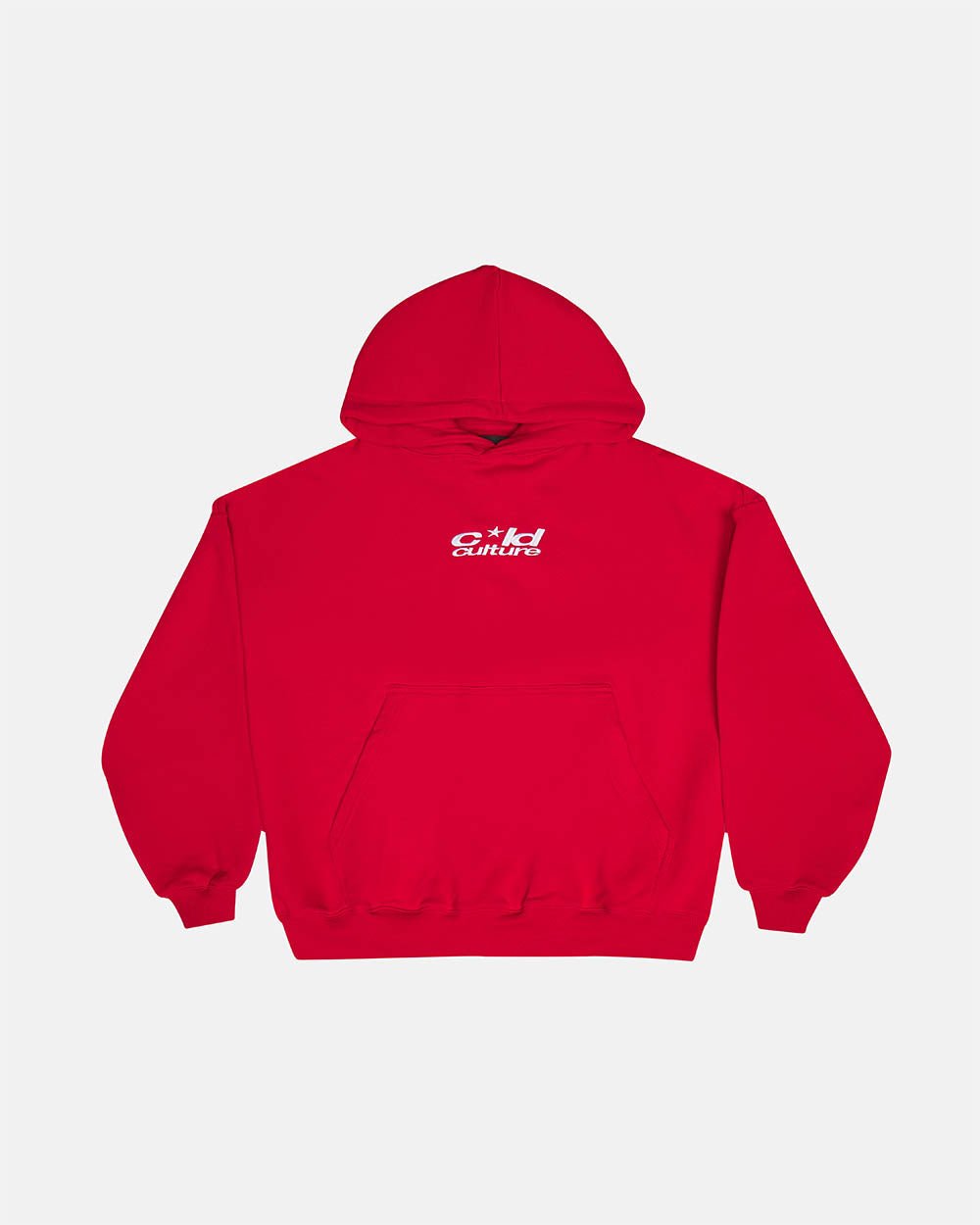ICONIC COLD HOODIE RED - red graphic print hoodie, front view - Cold Culture #packshot