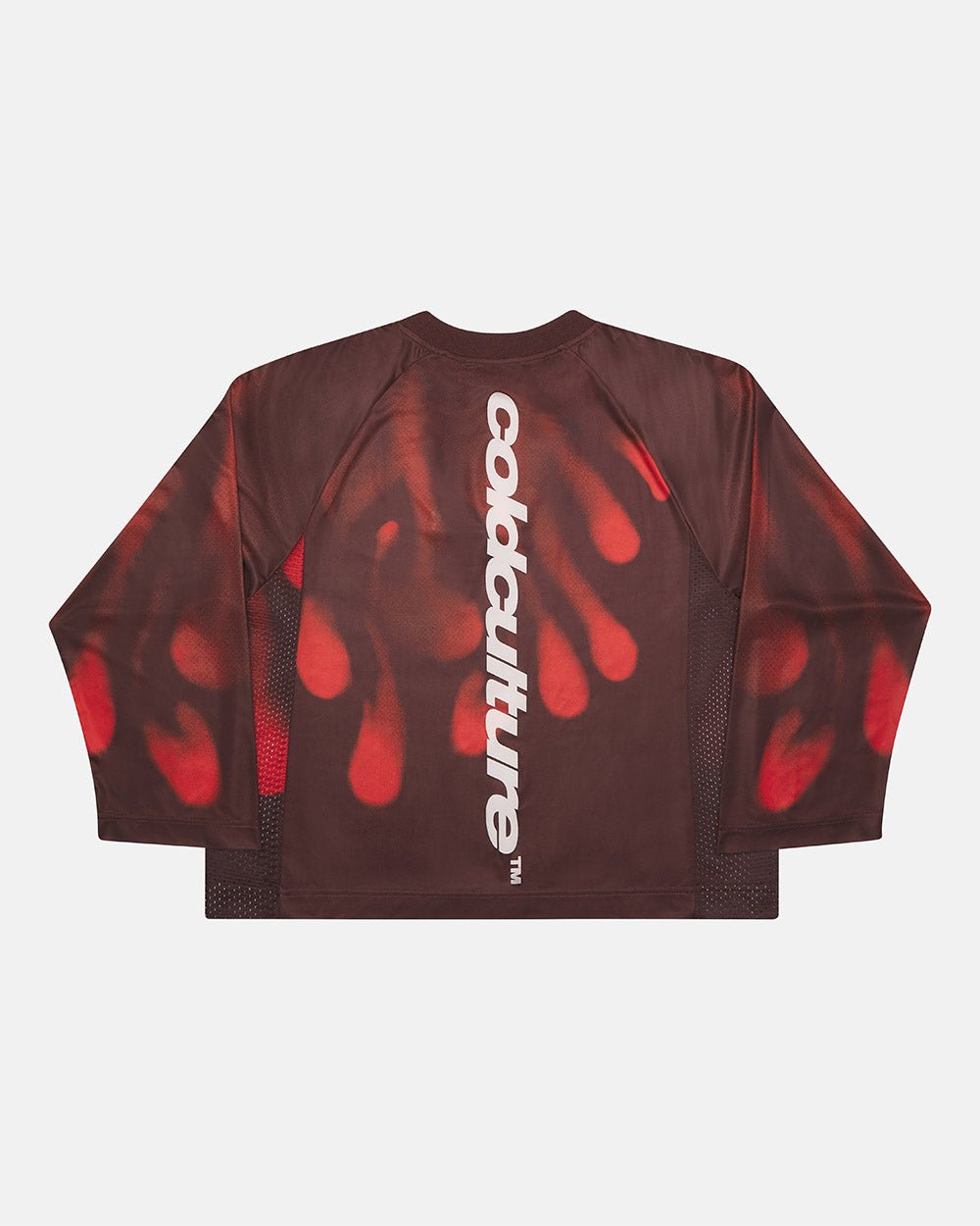 IGNITE LONGSLEEVE BLACK & RED - black and red printed longsleeve tee, back view - Cold Culture #packshot