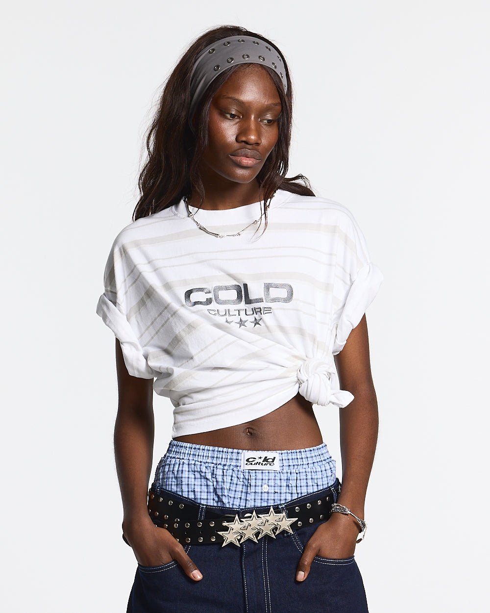 INTERNATIONAL STARS TEE BLACK STRIPPED - COLD CULTURE #woman