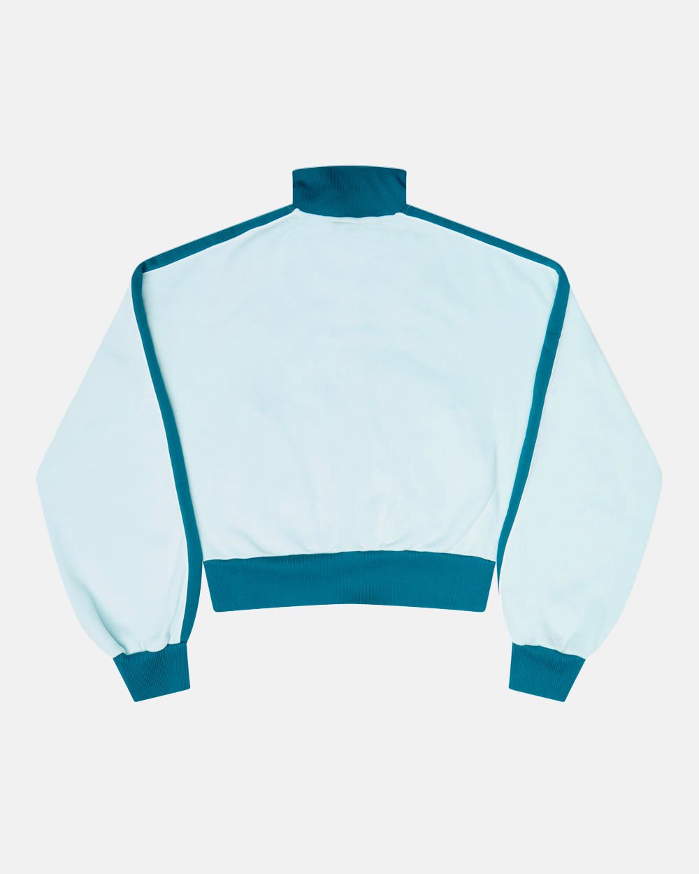 JET LAG JACKET SKY BLUE - sky blue zip-up hoodie, back view - Cold Culture #packshot