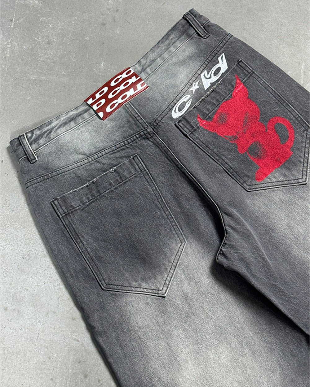 KEVIL V2 PANTS GREY - grey washed pants, detail close-up - Cold Culture