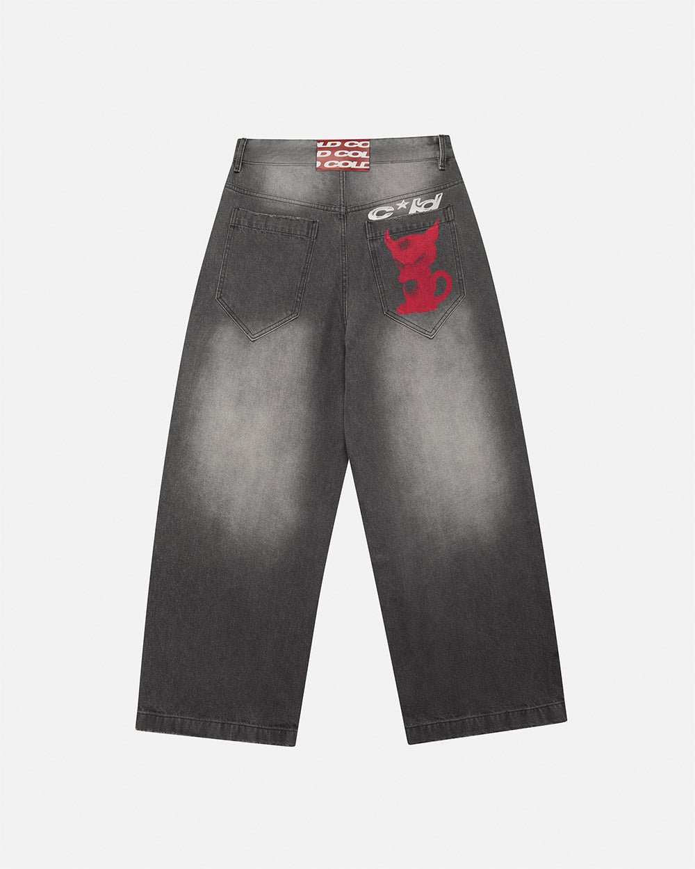 KEVIL V2 PANTS GREY - grey washed pants, back view - Cold Culture #packshot