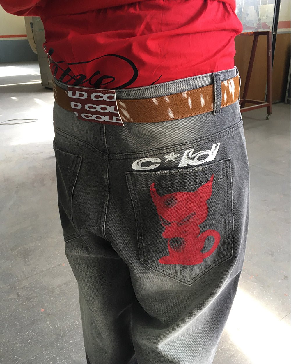 KEVIL V2 PANTS GREY - grey washed pants, worn detail - Cold Culture