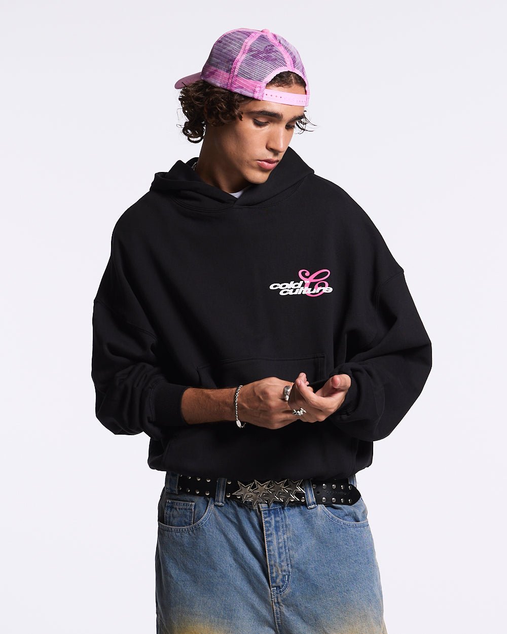 KISS THE BUNNY HOODIE BLACK - COLD CULTURE #nan #man
