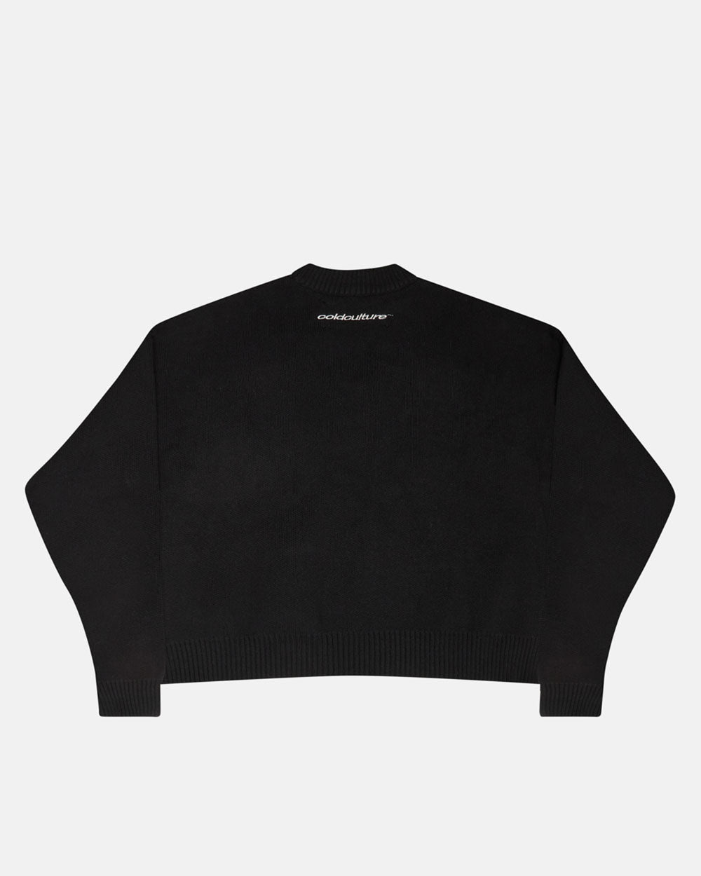 KISSES AND DOLLAR KNIT BLACK - black graphic print knit sweater, back view - Cold Culture #packshot