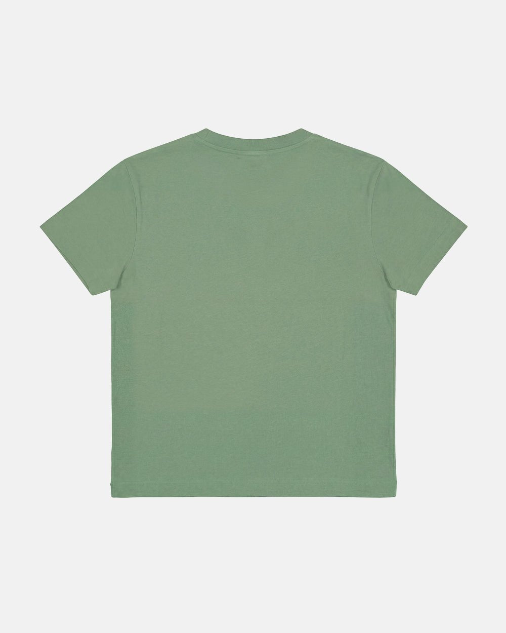 KNOTTING HILL TEE GREEN - sage green embroidered tee, back view - Cold Culture #packshot