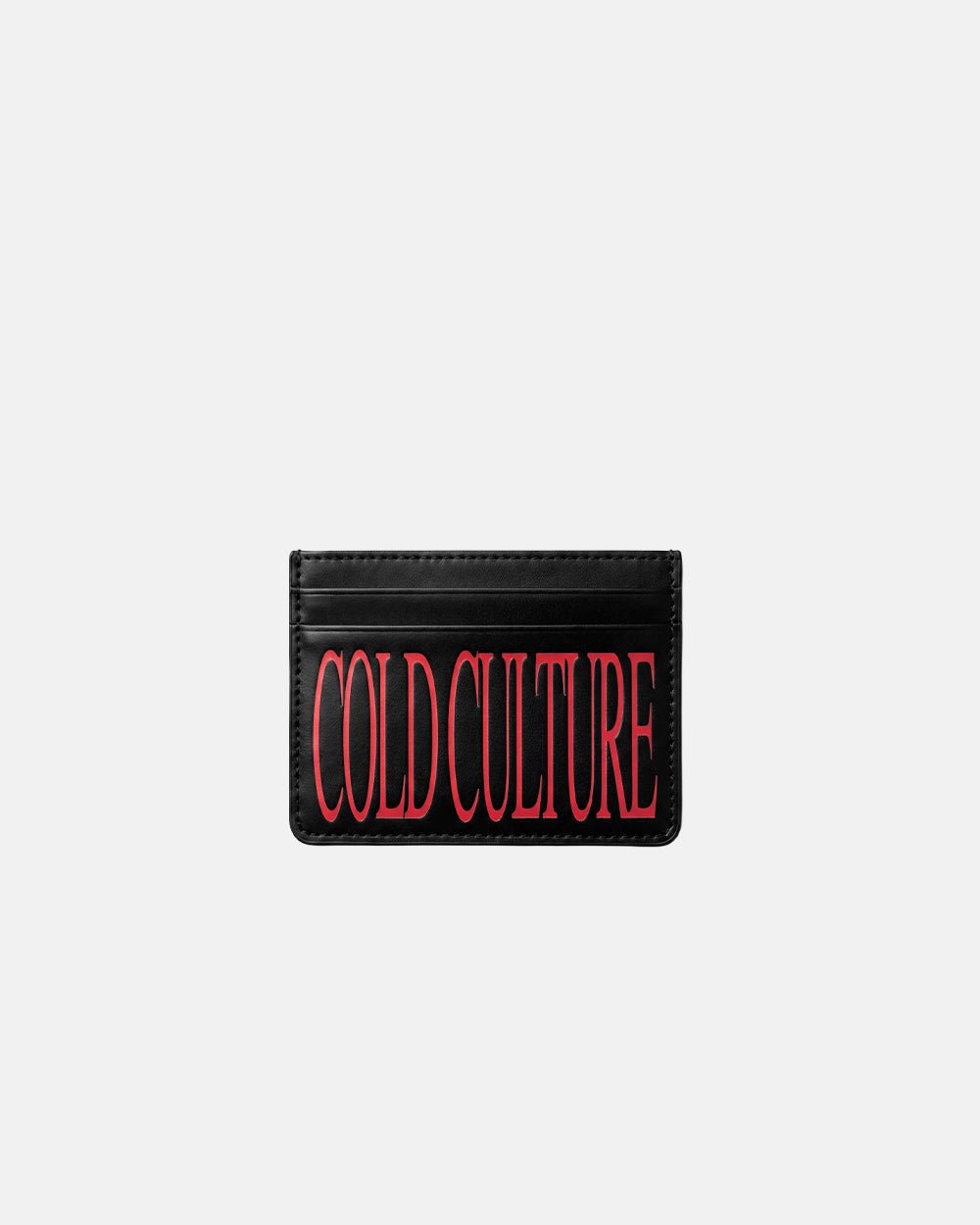 KNOTTING HILL WALLET BLACK - black leather card holder, front view - Cold Culture #packshot