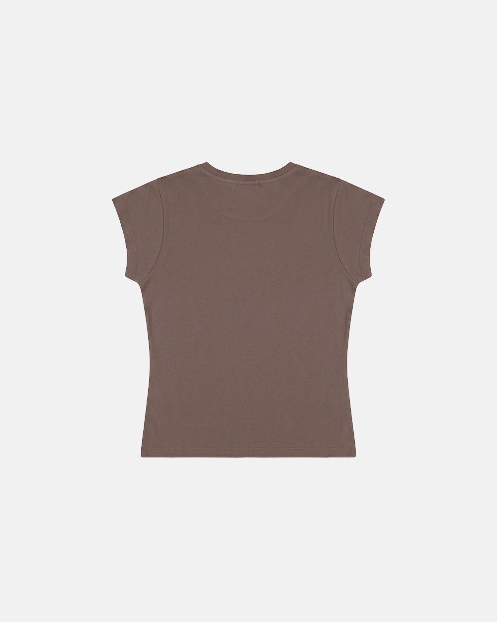 KNOTTY BABY TEE BROWN - brown graphic print baby tee, flat lay - Cold Culture #packshot