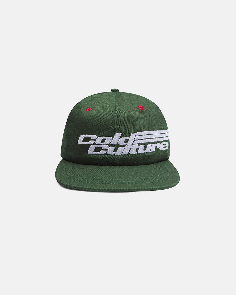 LAST SUPPER CAP GREEN - green embroidered cap, front view - Cold Culture #packshot