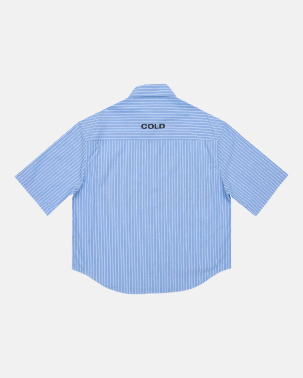 LEGACY SHIRT BLUE - blue striped short sleeve shirt, back view - Cold Culture #packshot