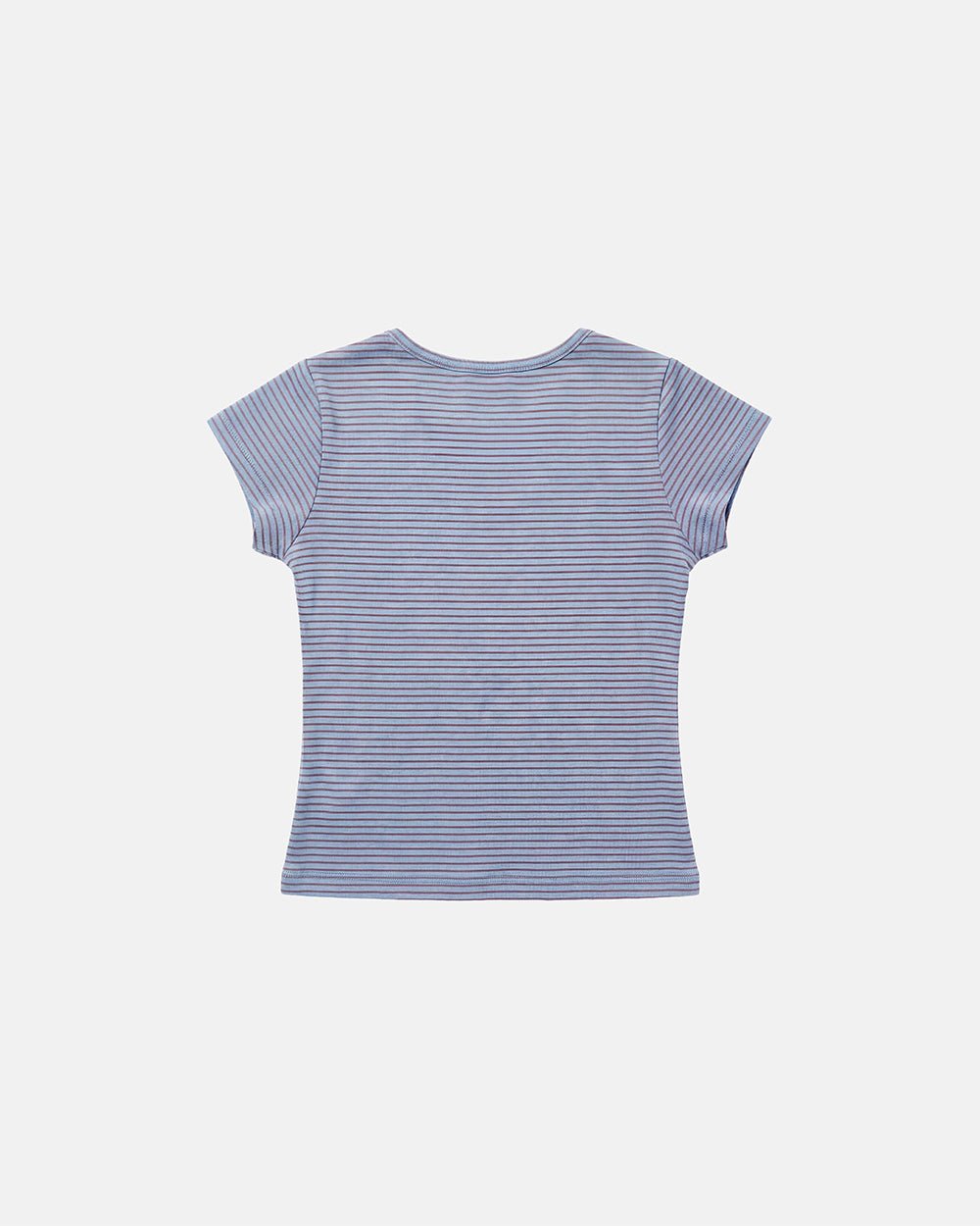 LISA BABY TEE BLUE - blue striped baby tee, back view - Cold Culture #packshot