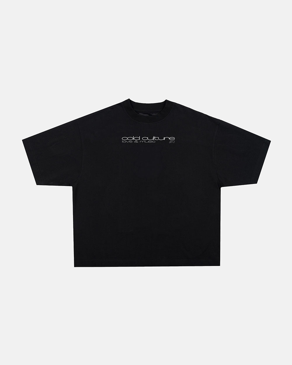 LOVEPODS TEE BLACK - black graphic print tee, front view - Cold Culture #packshot