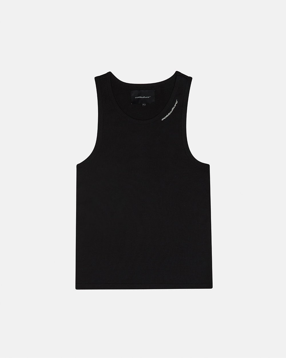LOW KEY BASIC TANK TOP 2 PACK WHITE & BLACK - black and white ribbed tank tops, front view - Cold Culture #packshot