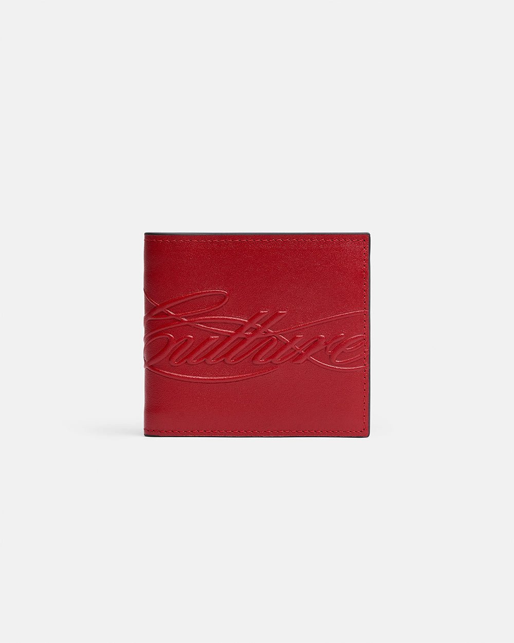 LOW KEY WALLET RED - red leather bifold wallet, back view - Cold Culture #packshot