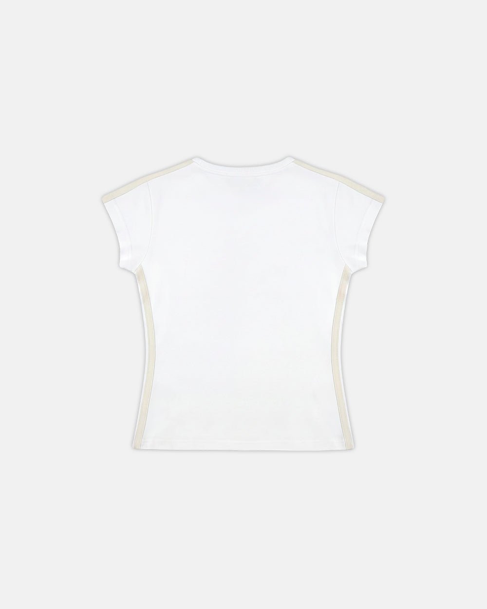 LUSH BABY TEE WHITE - white graphic print baby tee, flat lay - Cold Culture #packshot