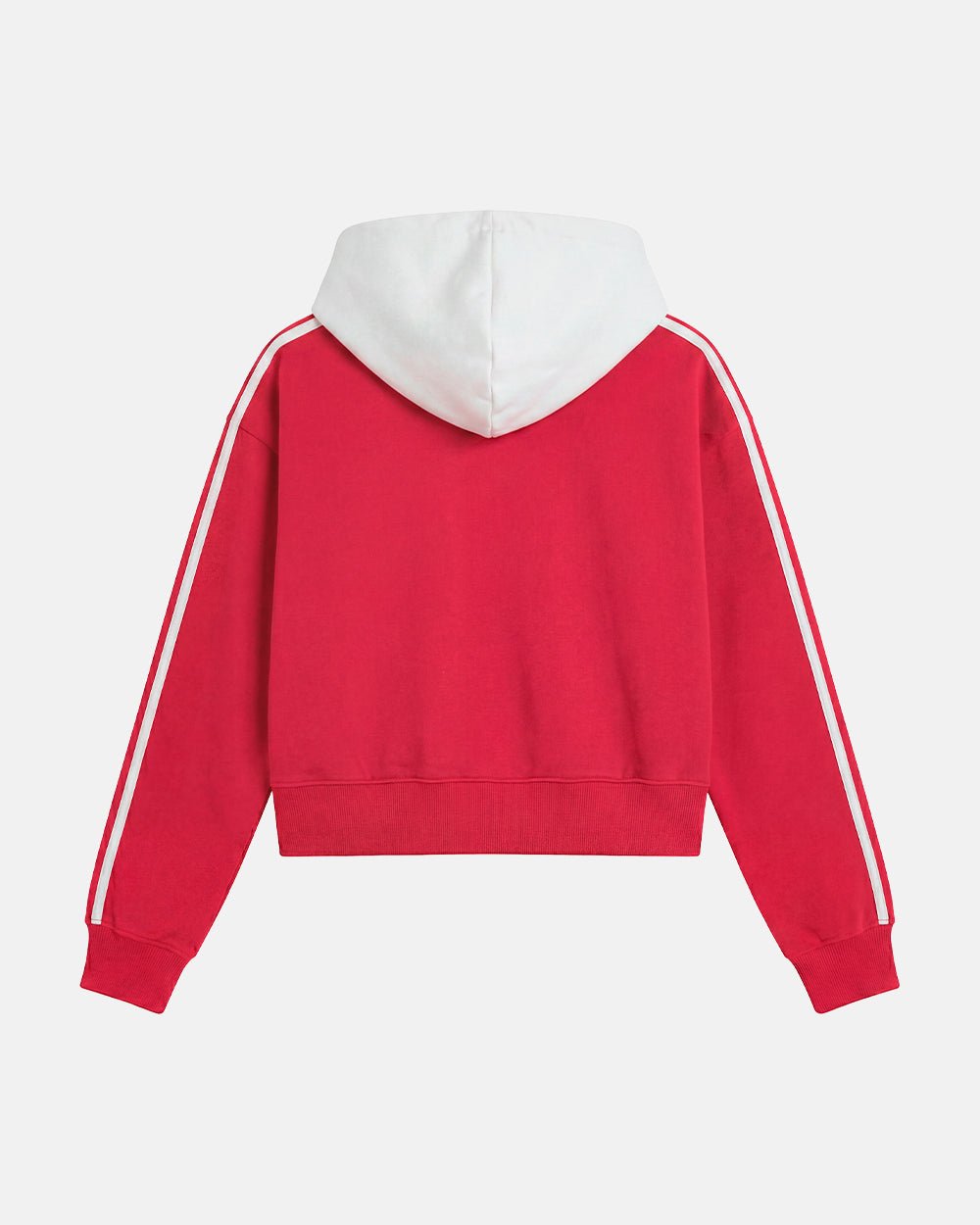LUSH ZIP HOODIE RED - red cropped zip-up hoodie, back view - Cold Culture #packshot