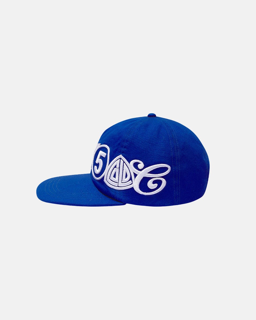 MEETING CAP DARK BLUE - royal blue embroidered cap, side view - Cold Culture #packshot