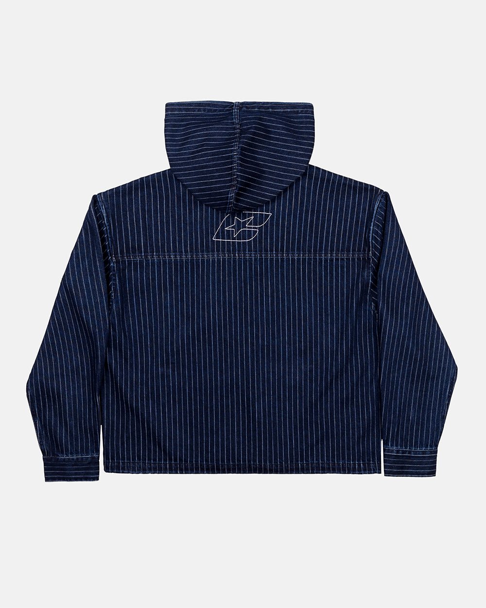 MEMPHIS HOODED SHIRT BLUE DENIM - blue denim hooded jacket, back view - Cold Culture #packshot