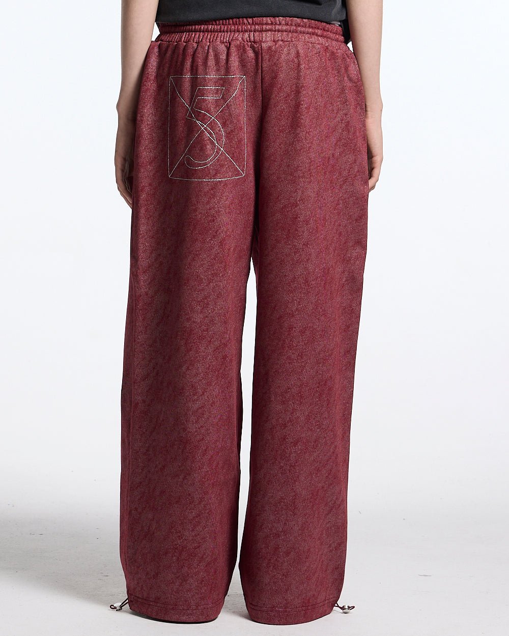 MERRY SWEATPANTS RED - washed red sweatpants, back view on female model - Cold Culture #woman