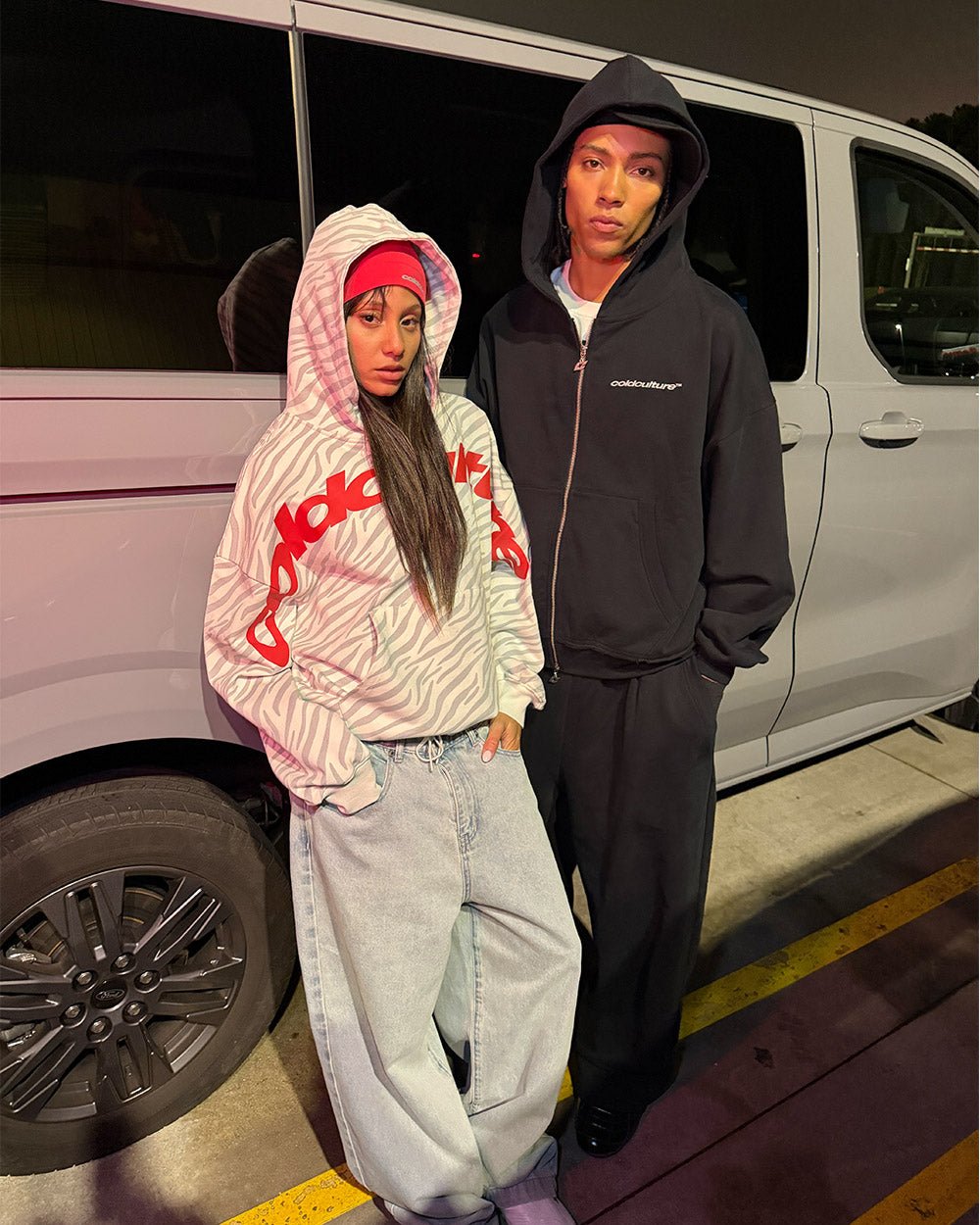 MIDNIGHT SET SWEATPANT BLACK - black logo print sweatpants, street style shot - Cold Culture #woman