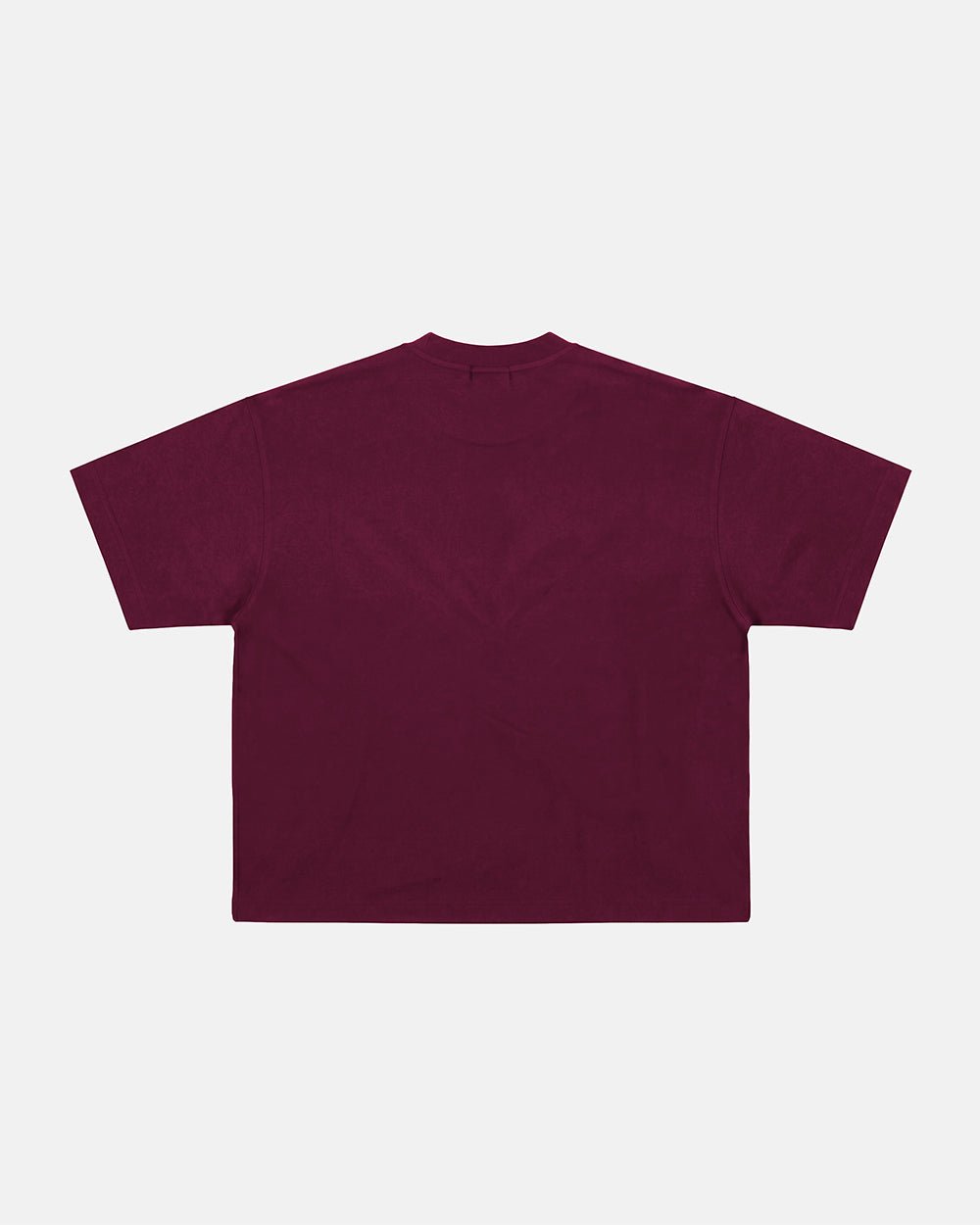 MIX MATCH TEE BURGUNDY - burgundy graphic print tee, flat lay - Cold Culture #packshot