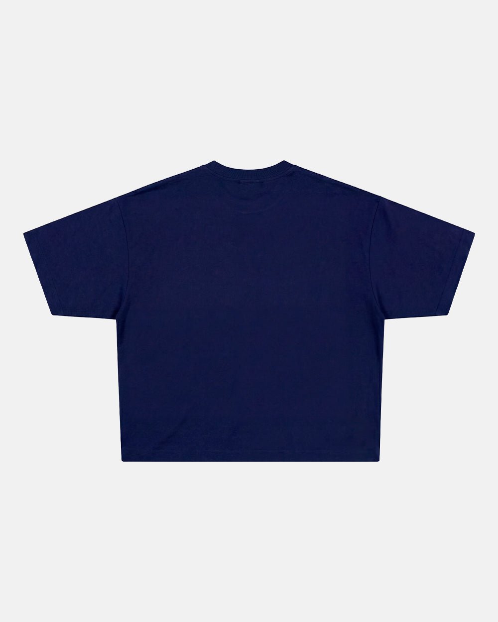 MONTANA TEE NAVY - navy blue boxy tee, back view - Cold Culture #packshot