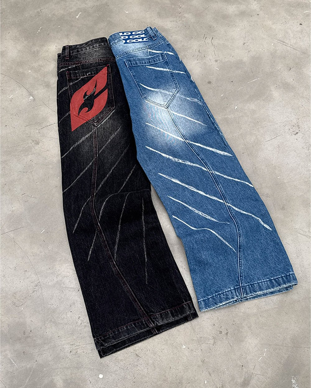 MUSIC RHYTHM V3 PANTS BLACK - black distressed denim pants, flat lay with matching pieces - Cold Culture