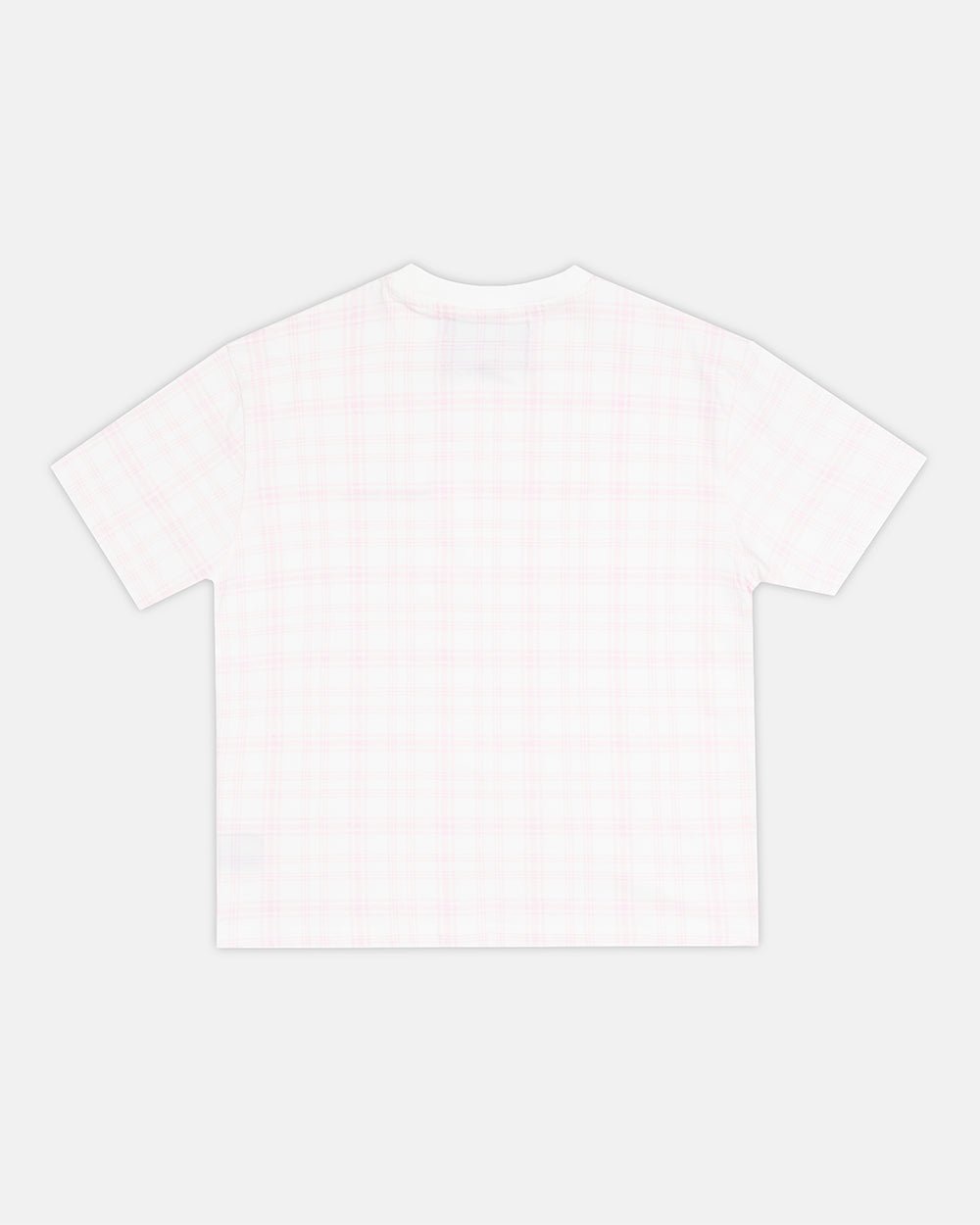 NACHT TEE PINK - pink plaid tee, back view - Cold Culture #packshot