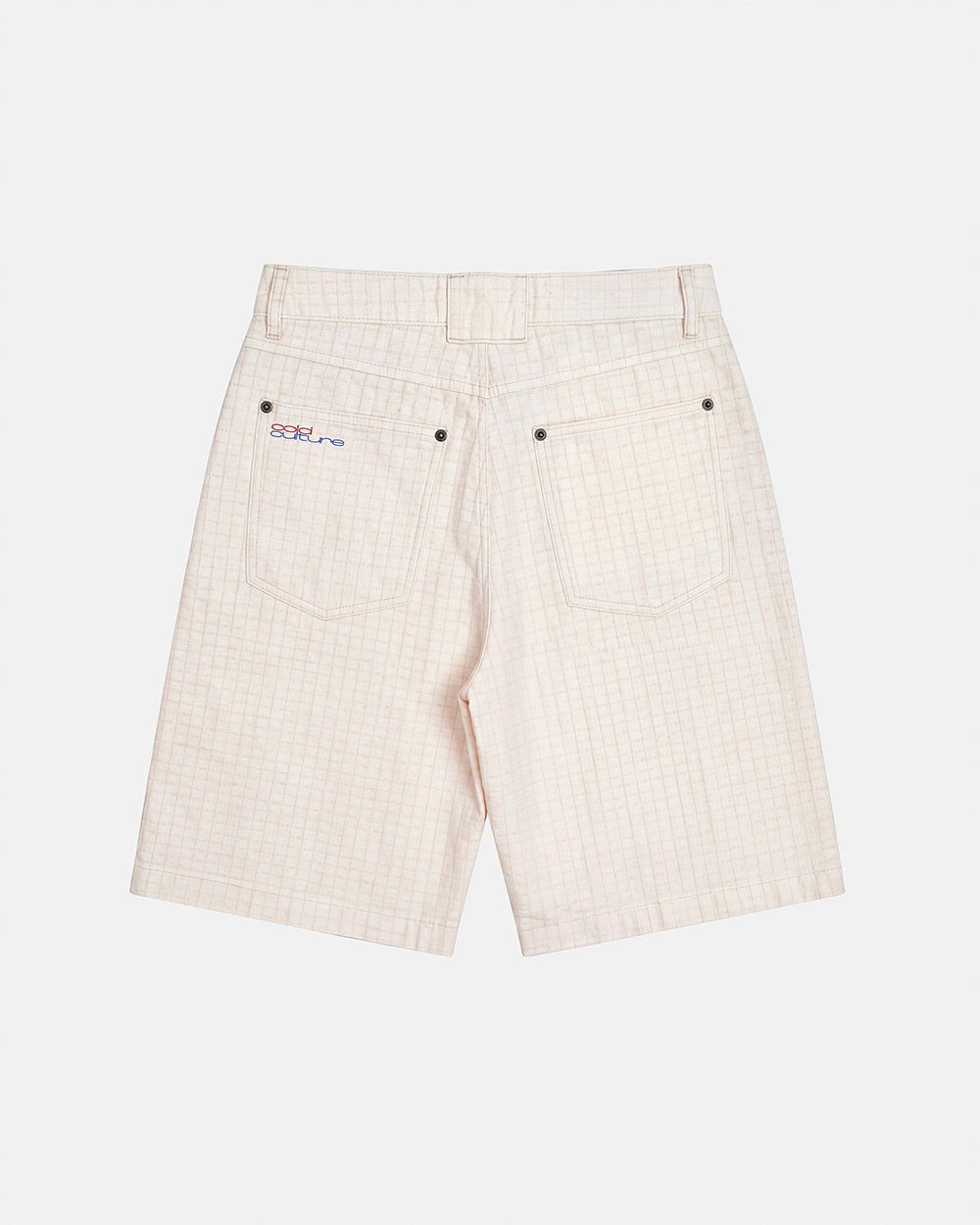 NEEDLE PUNCH SHORT WHITE - off-white textured shorts, back view - Cold Culture #packshot