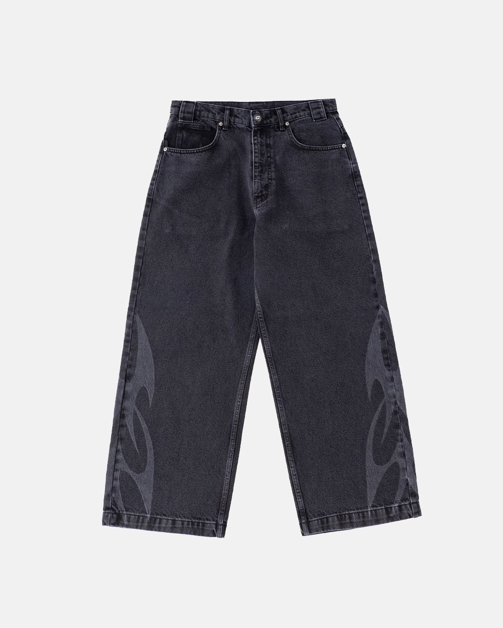 NEOTRIBAL V2 PANTS WASHED BLACK - washed black tribal print pants, front view - Cold Culture #packshot