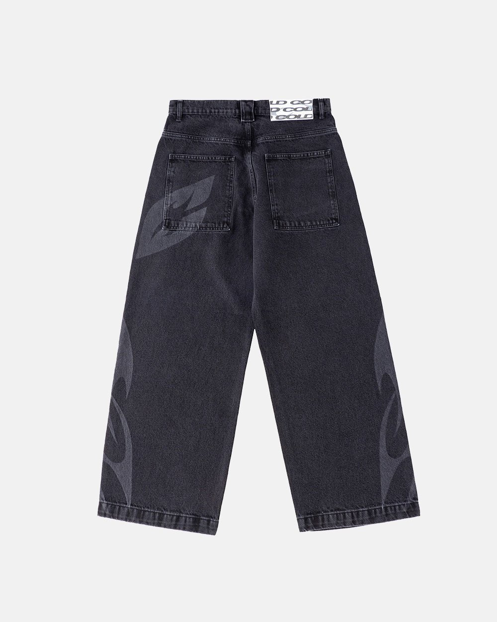 NEOTRIBAL V2 PANTS WASHED BLACK - washed black tribal print pants, back view - Cold Culture #woman