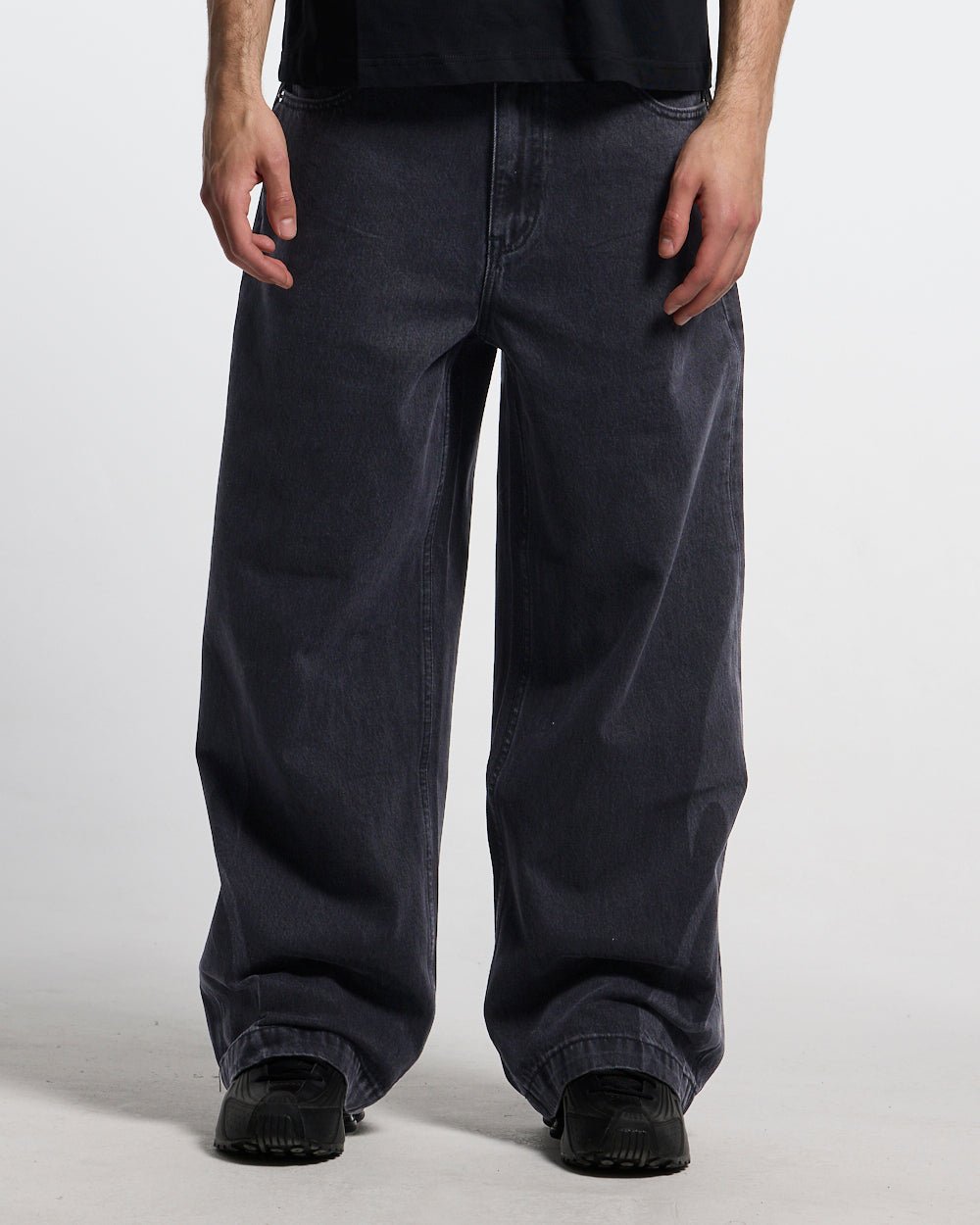 NEOTRIBAL V2 PANTS WASHED BLACK - washed black tribal print pants, front view on male model - Cold Culture