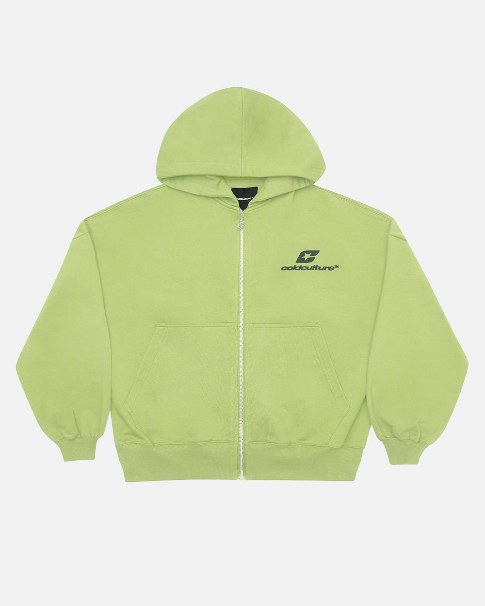 NEW CURVED ZIP HOODIE GREEN - COLD CULTURE #packshot