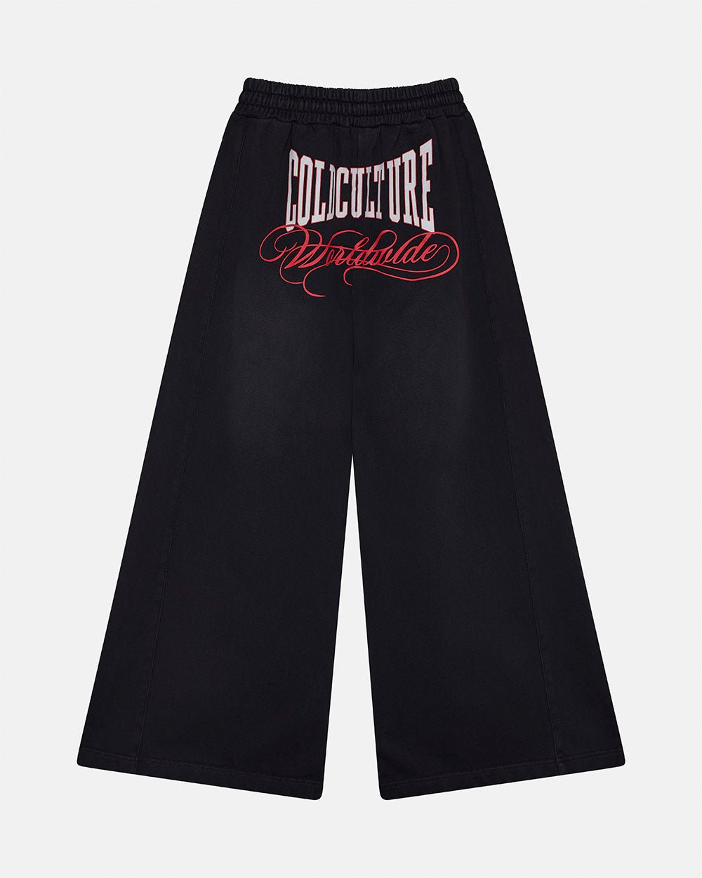 NIA SET SWEATPANTS BLACK - black wide-leg sweatpants, back view - Cold Culture #packshot